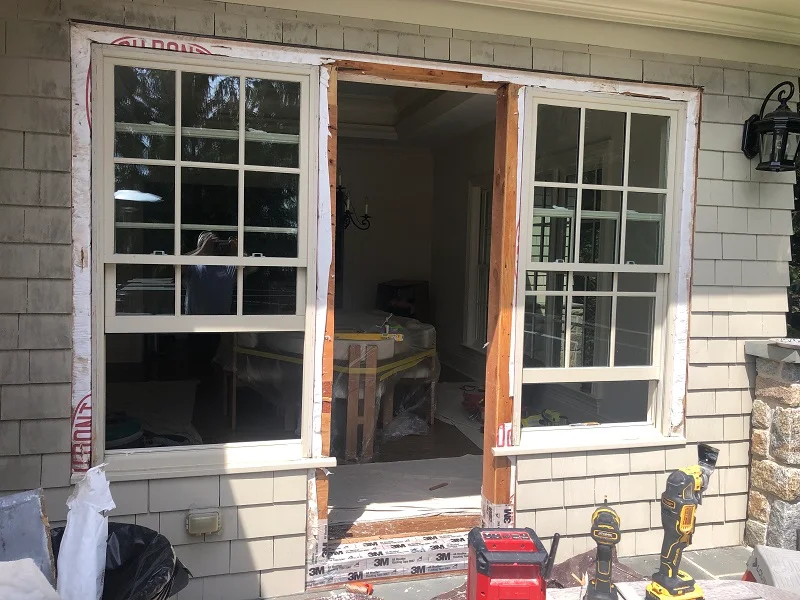 An A Series Hinged patio door will be installed here